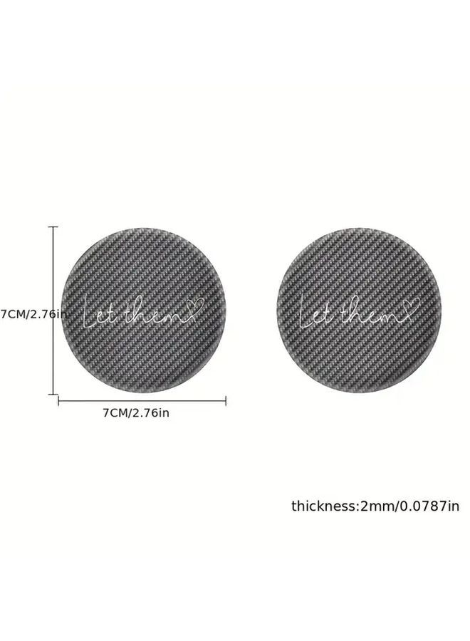 1 Pair Car Coaster Carbon Fiber Texture Let Them Cursive Water Cup Pad Anti Slip Drink Holder Universal Interior Cup Holder Rear Pad Modification - Image 2