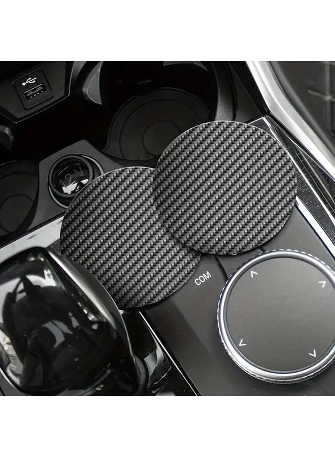 1 Pair Car Coaster Carbon Fiber Texture Let Them Cursive Water Cup Pad Anti Slip Drink Holder Universal Interior Cup Holder Rear Pad Modification - Image 5