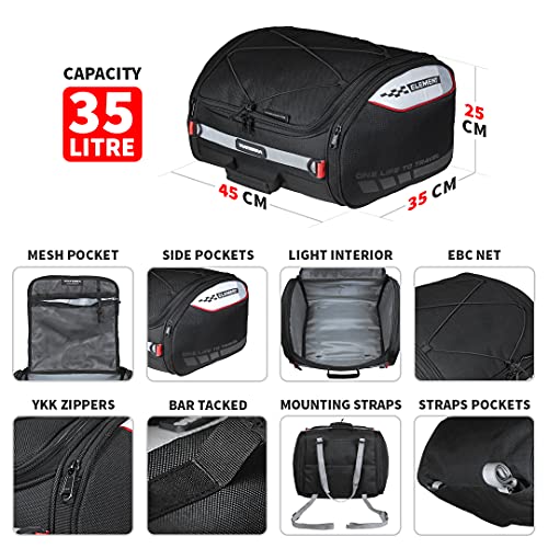 ViaTerra polyester Element Motorcycle Tailbag (35 LTR) I Compatible with All Bikes I Inclusive of Outer Rain/Dust Cover - Image 2