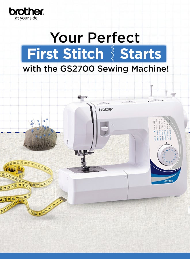 brother Traditional Metal Chassis Electric Sewing Machines Featuring 27 Built-In Stitch Selections For Convenient And Versatile Sewing | This Sewing Machine Features A Built-In Needle Threader And Quick Set Bobbin | 1-Step Buttonhole And | Made In Vietnam GS2700 White/Blue/Silver - Image 4