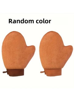 2pc Soft Flocking Tanning Glove, Sunscreen Application Mitt for Uniform Sunless Tan, Face & Body Self Tanner Applicator, Reusable & Washable Beauty Gloves with Comfort Fit and Hanging Loop