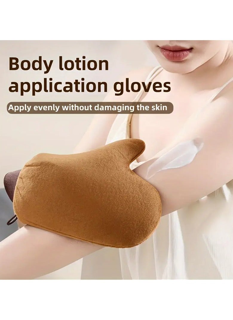 Ucanbe - 2pc Soft Flocking Tanning Glove, Sunscreen Application Mitt for Uniform Sunless Tan, Face & Body Self Tanner Applicator, Reusable & Washable Beauty Gloves with Comfort Fit and Hanging Loop - Image 1
