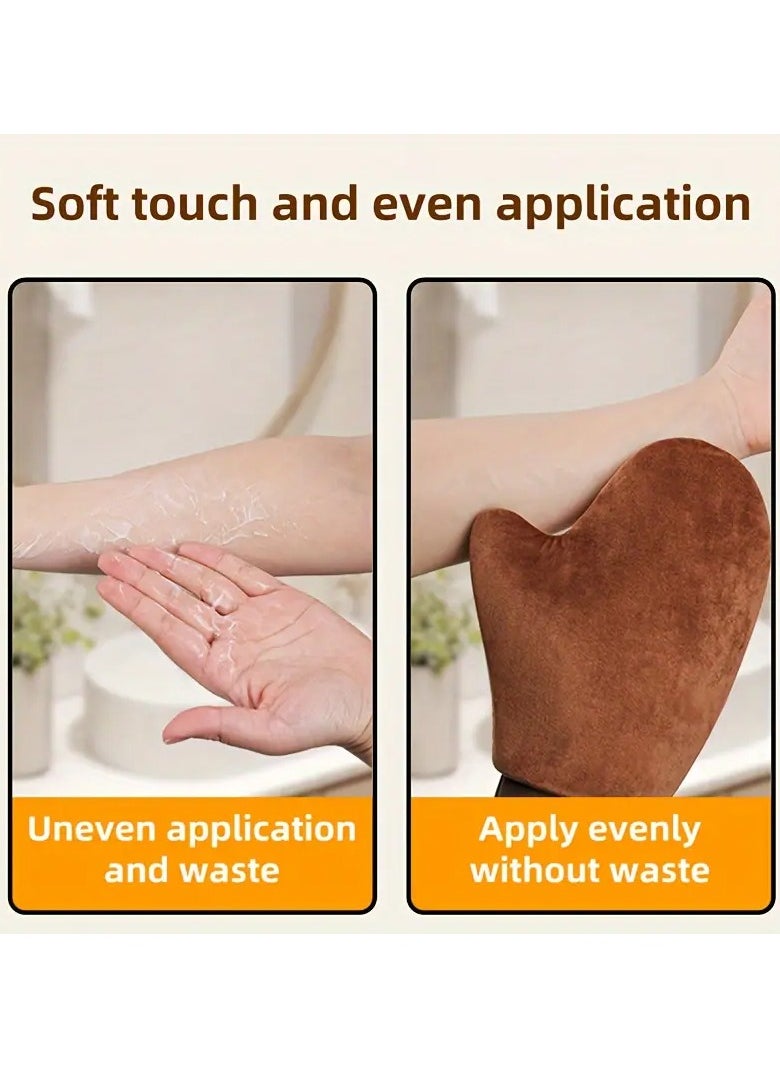 Ucanbe - 2pc Soft Flocking Tanning Glove, Sunscreen Application Mitt for Uniform Sunless Tan, Face & Body Self Tanner Applicator, Reusable & Washable Beauty Gloves with Comfort Fit and Hanging Loop - Image 1
