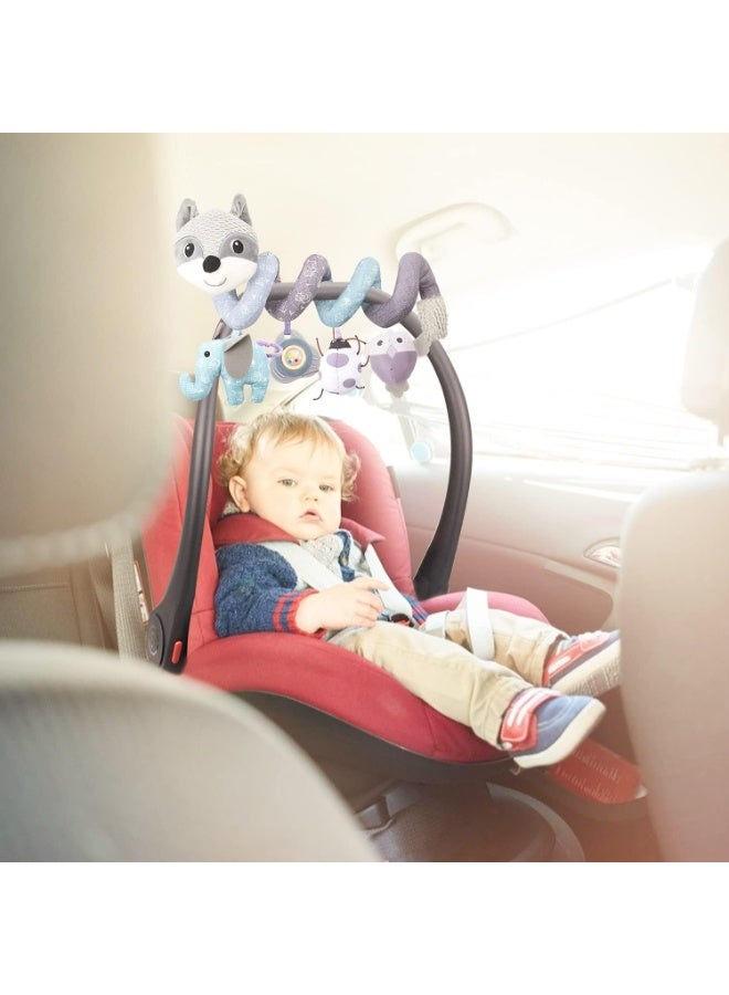 Spiral Activity Hanging Toys for Car Seats – Musical Baby Stroller Toys with Squeaker & Rattles, Gray Fox Design - Image 2