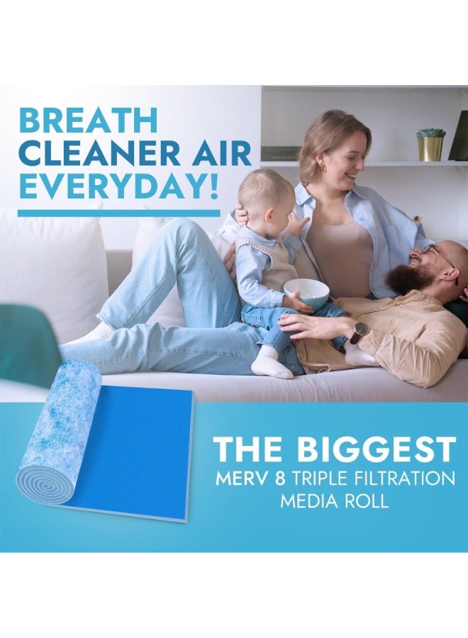 عام مرشح تهوية، 90 بوصة × 12 بوصة مرشحات تهوية ورقية شبكة مضادة للغبار مصفاة تهوية مكيف الهواء مرشحات زرقاء من مادة الأنيون لتقليل الغبار والحساسية لأنظمة التدفئة والتهوية وتكييف الهواء (HVAC) ومدخل التدفئة - Image 5