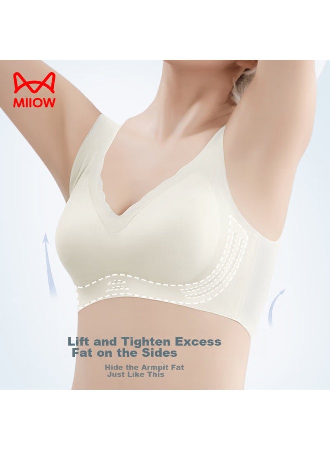 MIIOW Miiow Women's Cooling Ice Silk Vest-style Bra, Seamless, Wireless, Breathable, Thin, Sexy, Push-up Brassiere, Champagne, Xl - Image 3