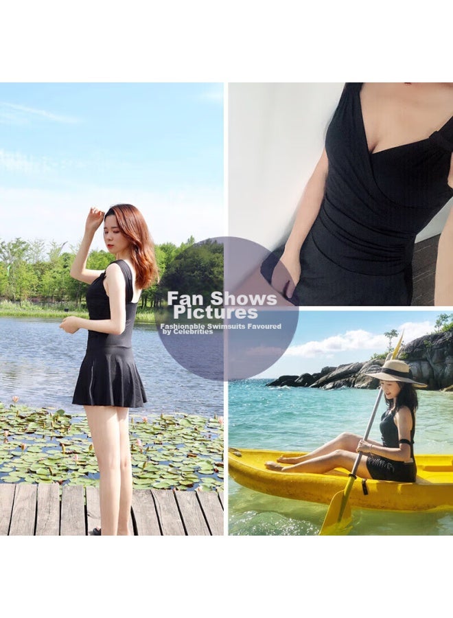 Balneaire High-end Fashion One-piece Sun Protection Swimsuit For Women, Plus Size, Tummy Control, Slimming, Skirt Style, For Curvy Figures, XL - Image 5