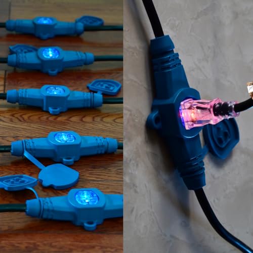 Erboelec 30 Feet Multi Outlet Extension Cord 12 Gauge,7 Nema 5-15R Evenly Spaced Outlets with Blue Indicators,Male Plug to Female Connector,Erboelec,ETL Listed - Image 3