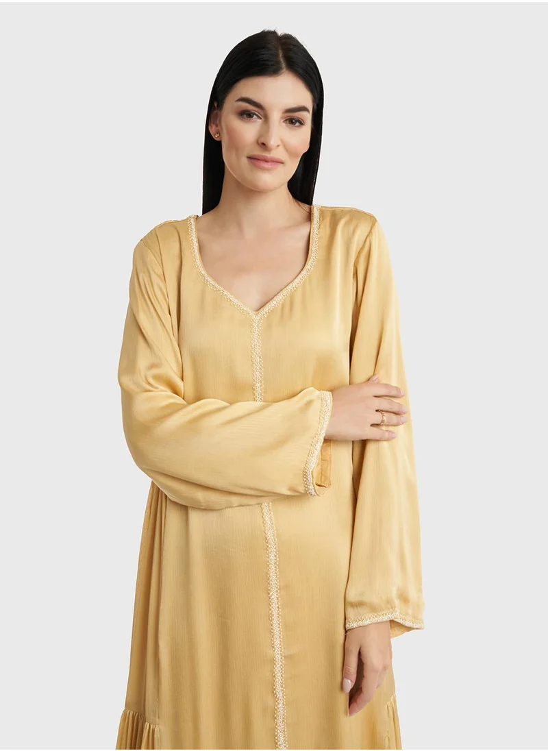 KASHKHA Kuwaiti Cut Jalabiya With Pearls Details
