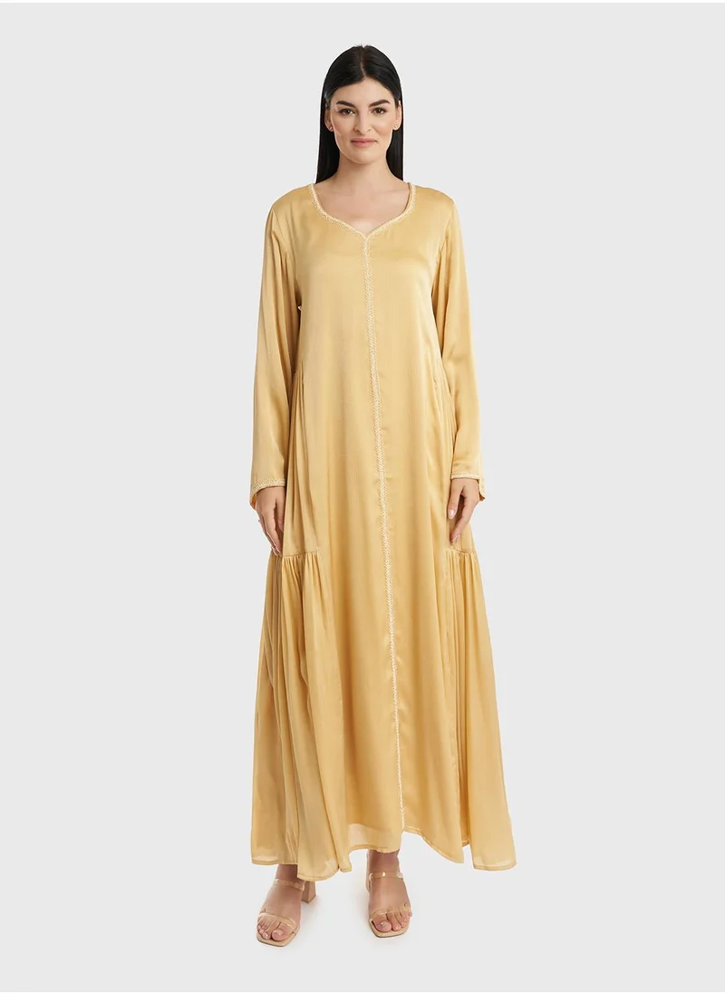 KASHKHA Kuwaiti Cut Jalabiya With Pearls Details
