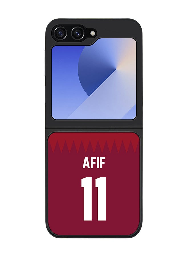 Stylizedd Rugged Black edge case for Samsung Galaxy Z Flip6, Slim fit Case Flexible Anti Drop TPU Gel Thin Cover - Football Team - Qatar, Player Name - Afif - Image 1
