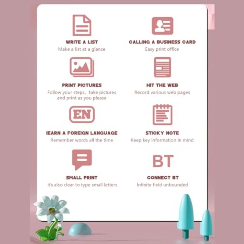 Pocket Printer 57mm Inkless for Stickers Dual-Connection, ABS Body, 800mAh, 30mm Roll, Self-Adhesive, Smudge-Proof, Blue - Image 4