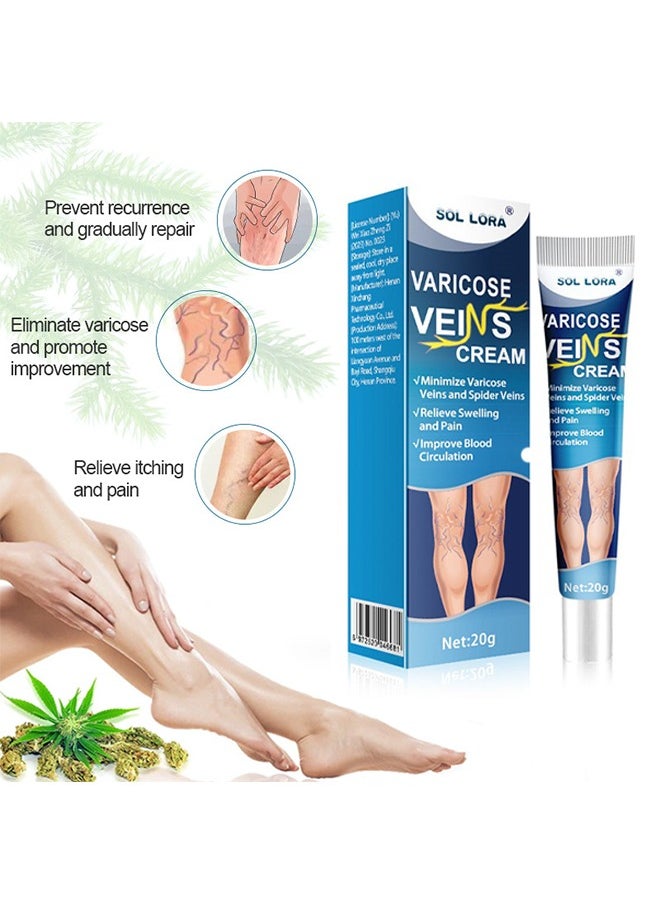 SOL LORA - Varicose Vein Cream, Improves Blood Circulation, Reduces Spider Veins And Heaviness, Improve Blood Circulation, Tired And Heavy Legs, 20G - Image 1