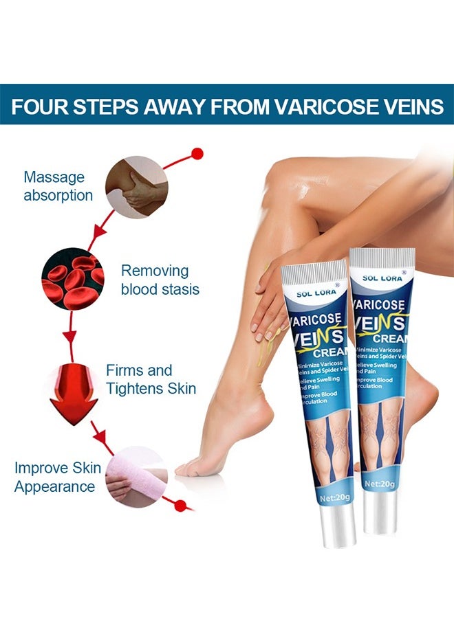 SOL LORA - Varicose Vein Cream, Improves Blood Circulation, Reduces Spider Veins And Heaviness, Improve Blood Circulation, Tired And Heavy Legs, 20G - Image 1