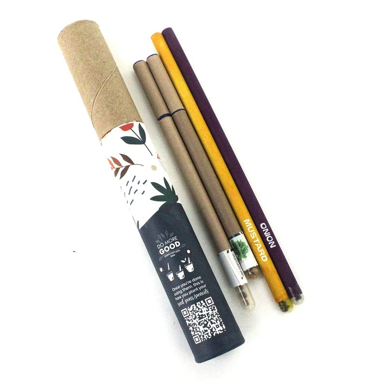 bioQ bioQ Plantable Stationery Combo 2 Seed Pen 2 Seed Pencil in a Box 1 HandMade SeedPaper Notepad Eco Friendly Cotton Bag Packaging Grow Plants from Notepads Pens Pencils Pack of 1  - Image 5