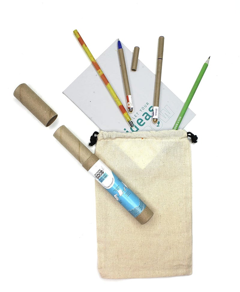 bioQ bioQ Plantable Stationery Combo 2 Seed Pen 2 Seed Pencil in a Box 1 HandMade SeedPaper Notepad Eco Friendly Cotton Bag Packaging Grow Plants from Notepads Pens Pencils Pack of 1  - Image 4
