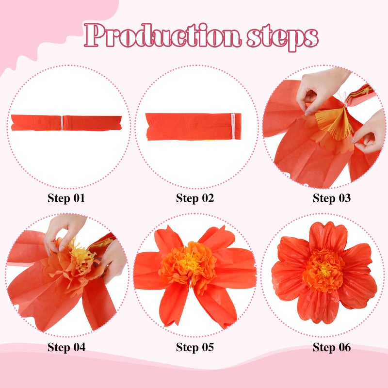 TaoBary Large Colorful Tissue Paper Flowers 20"" Giant Fiesta Paper Flowers Pom Paper Flowers Mexican Carnival Party Wall Backdrop Decoration for Wedding Birthday (Rainbow Color 24 Pieces) - Image 2