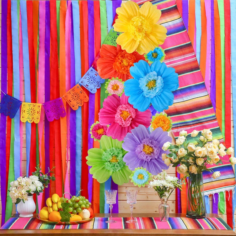 TaoBary Large Colorful Tissue Paper Flowers 20"" Giant Fiesta Paper Flowers Pom Paper Flowers Mexican Carnival Party Wall Backdrop Decoration for Wedding Birthday (Rainbow Color 24 Pieces) - Image 5
