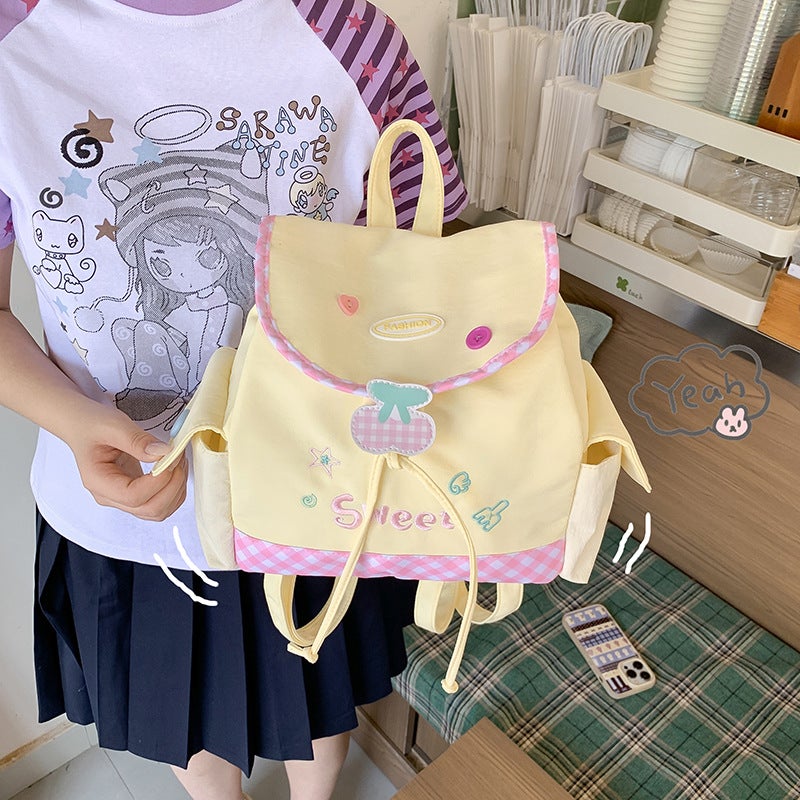 Cute Japanese Style Nylon Backpack for Girls, Medium Casual Travel Rucksack - Image 3