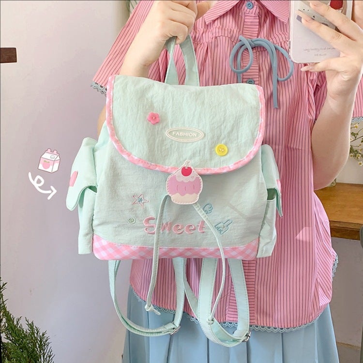 Cute Japanese Style Nylon Backpack for Girls, Medium Casual Travel Rucksack - Image 4