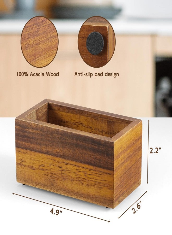 BWODYAY Sugar Packet Holder, Acacia Wood Sugar Caddy, Sugar Packet Holder for Coffee Bar, Drink Packet Organizer, Condiment Holder - Image 2
