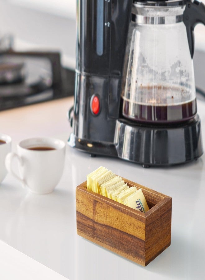 BWODYAY Sugar Packet Holder, Acacia Wood Sugar Caddy, Sugar Packet Holder for Coffee Bar, Drink Packet Organizer, Condiment Holder - Image 3