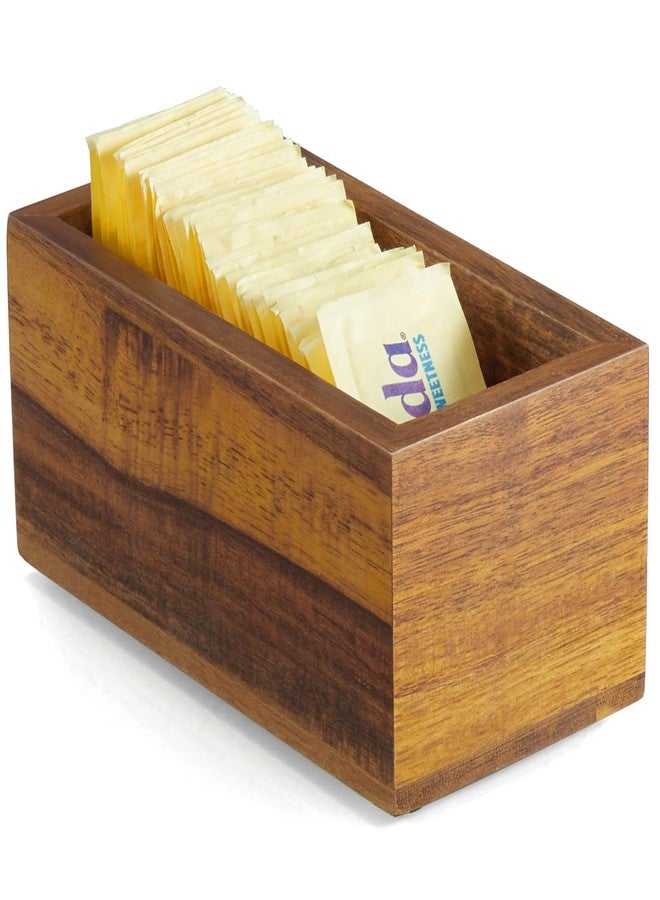 BWODYAY Sugar Packet Holder, Acacia Wood Sugar Caddy, Sugar Packet Holder for Coffee Bar, Drink Packet Organizer, Condiment Holder - Image 1