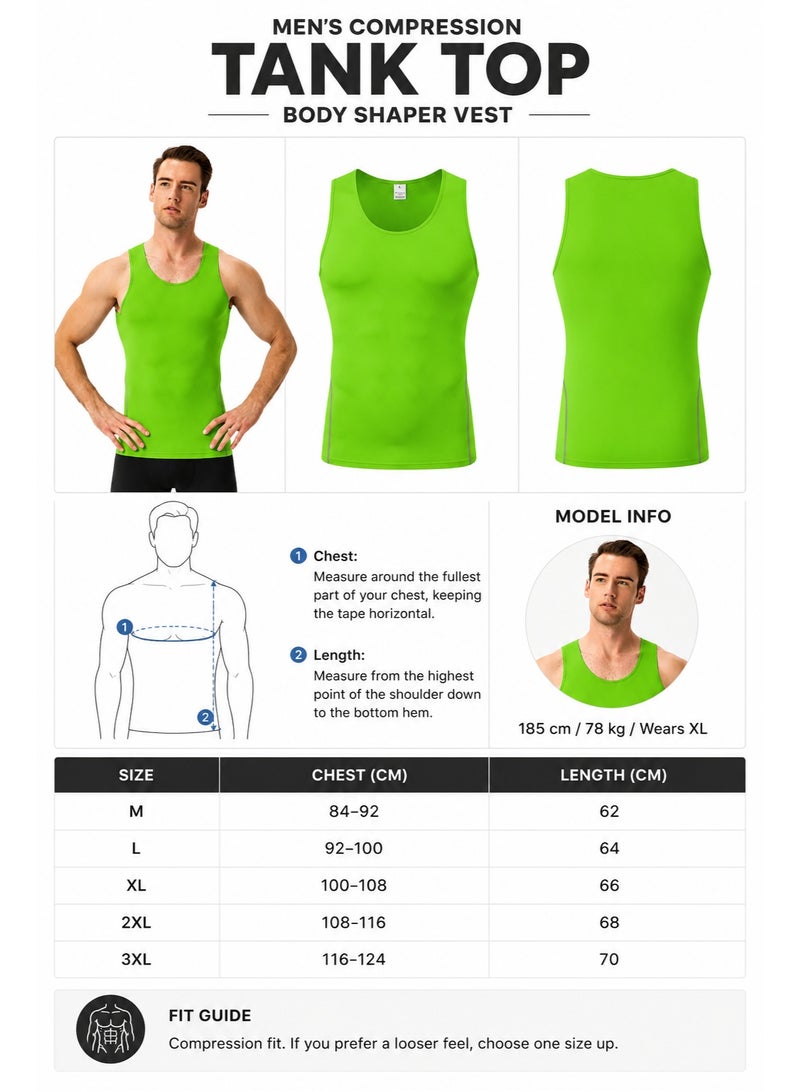 Men's Compression Tank Top Body Shaper Vest, Slim Fit Sleeveless Undershirt for Gym Workout and Daily Wear ﻿ - Image 3