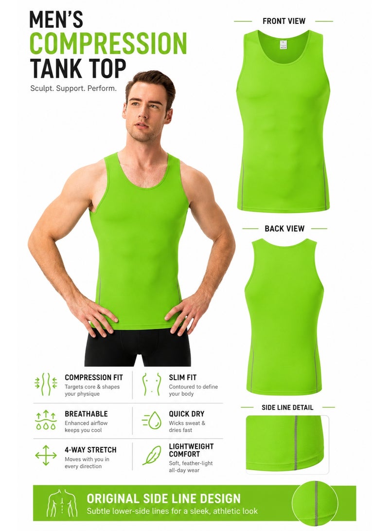 Men's Compression Tank Top Body Shaper Vest, Slim Fit Sleeveless Undershirt for Gym Workout and Daily Wear ﻿ - Image 2