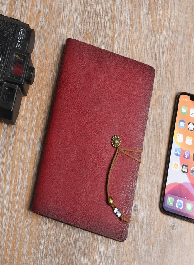 Wonderpool Leather Journal A5 Refillable 6 Ring Binder Notebook with Lined Paper and Pen,Writing Diary for Work Travel and Agenda Plan (A5, Wine red) - Image 2