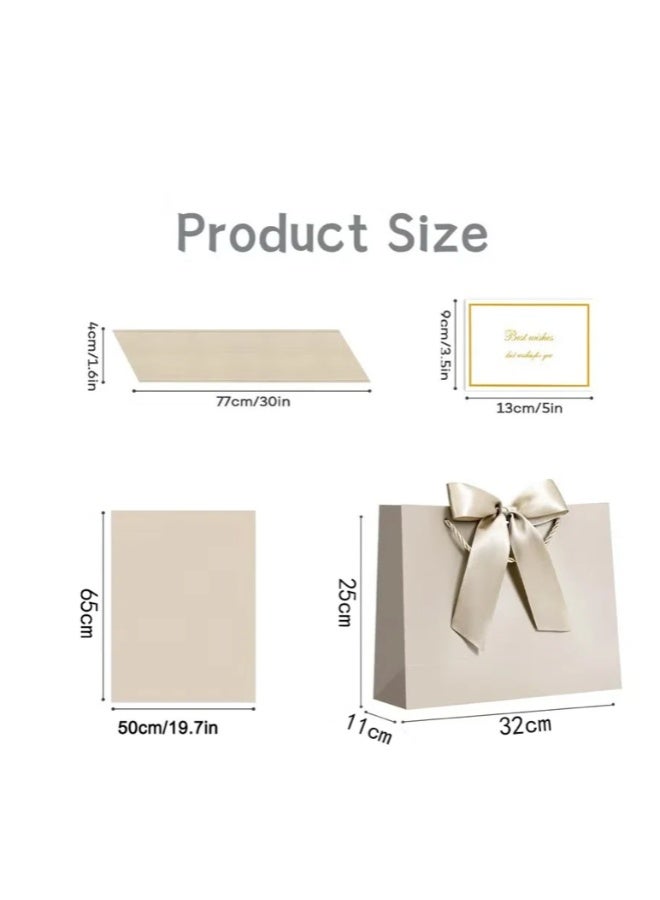 2PCS Champagne Color Large Gift Bags, Paper Bags with Ribbon, Greeting Cards and Tissue Paper, Portable Party Bags with Handles, Birthday Gift Bags, Present Bags for Wedding Party, Party Supplies Bags size :32cm*25cm*11cm - Image 5