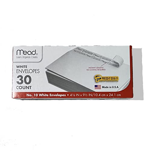 Mead 4 1/8 in x 9 in White Self-Adhesive Envelopes, 30-Count - Image 2