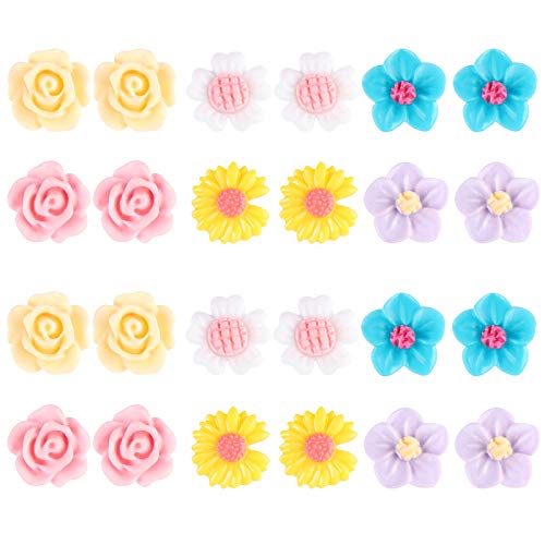 Spiritlele Flower Magnetic Earrings Set Clip on Non Piercing Fake Stud Earrings Pack for Women - Image 1