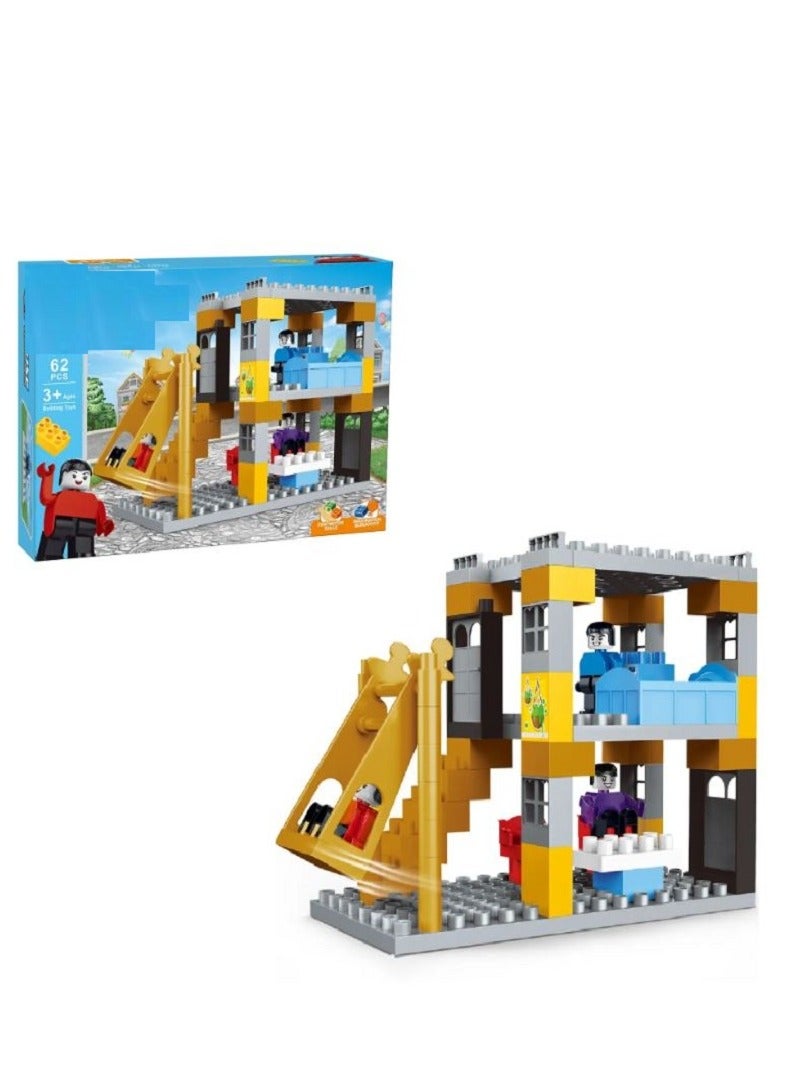 62 Piece Construction House Building Blocks Plastic Intellectual Children Toys - Image 1