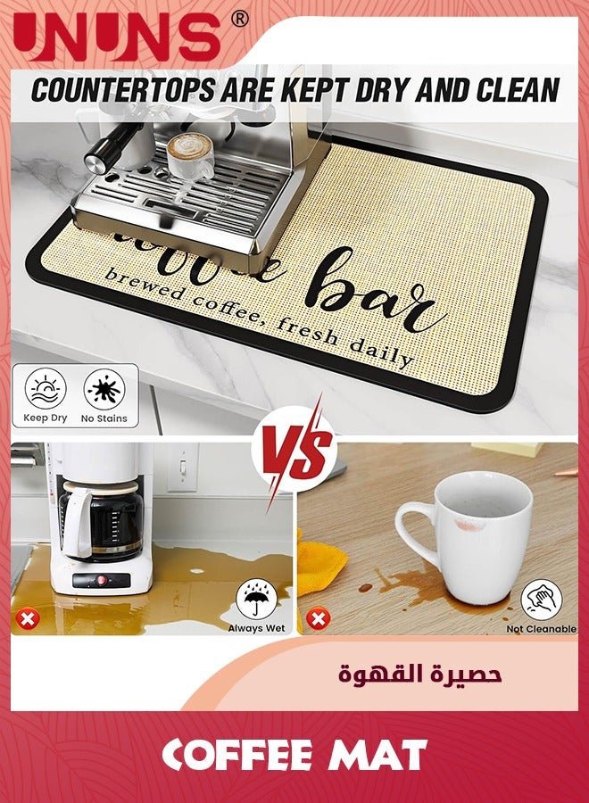UNUNS Coffee Mat,Fit Under Coffee Maker Espresso Machine Mat,Hide Stain Absorbent Rubber Backed Quick Drying Mat,40x50cm - Image 2