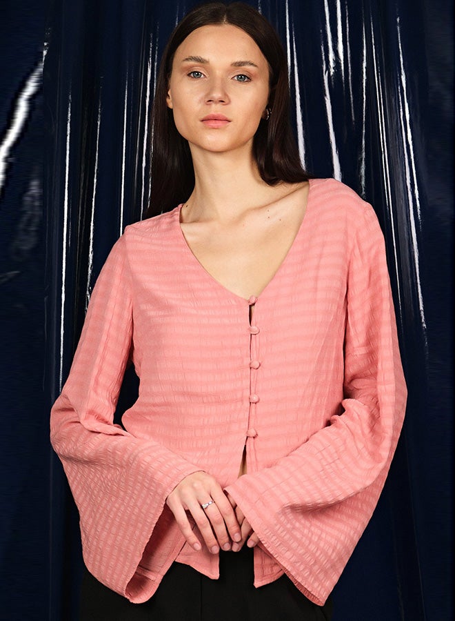 Virgio VIRGIO 100% Viscose Textured Front Tie-Up Blouse - Image 4