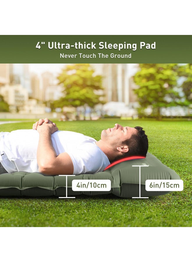 Elegear وسادة نوم مزدوجة من إيليجير للتخييم، 4" سميكة للغاية ذاتية النفخ وسادة تخييم لشخصين مع وسادة ومضخة قدم مدمجة، حصيرة نوم للتخييم للمشي لمسافات طويلة، وسادة تخييم محمولة - Image 2