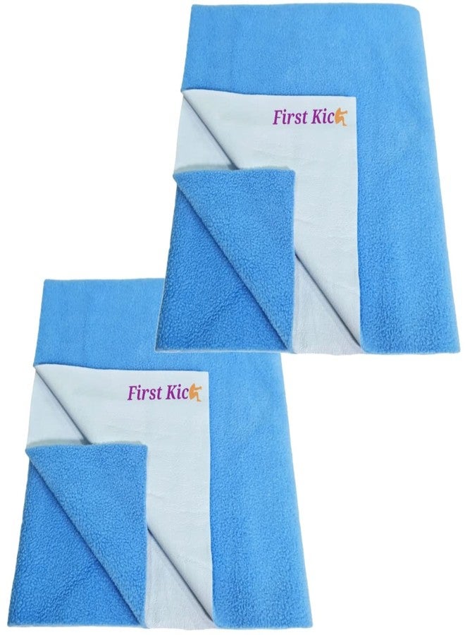 First Kick Waterproof Baby Bed Protector/Mattress Cotton Dry Sheet (100cm X 70cm) for Born Baby/Kids- (FEROZA Blue) - Medium - Pack of 2 - Image 1
