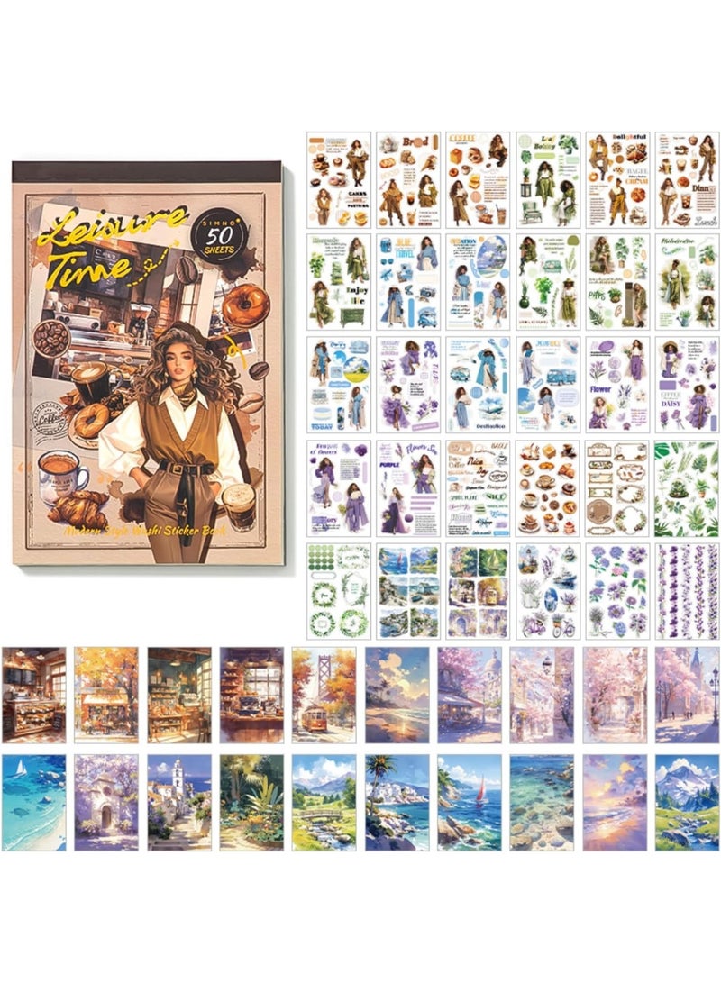 ملصقات واشي، 50 ورقة من ملصقات اليوميات، كتب Ephemera، ملصقات سكرابوك مقطوعة مسبقًا، مستلزمات يوميات جانك، يوميات جانك جمالية، حرف يدوية5 - Image 3