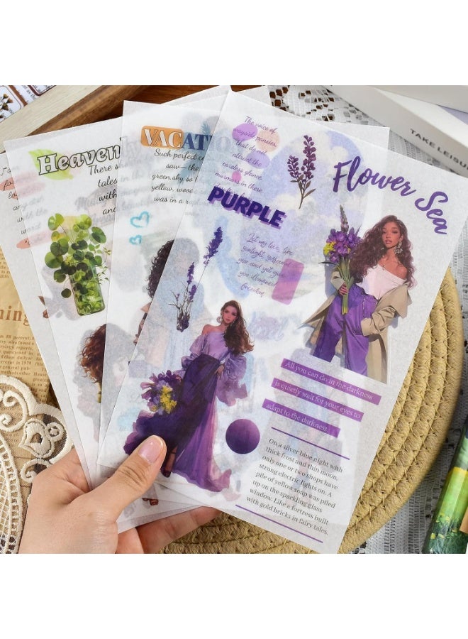 ملصقات واشي، 50 ورقة من ملصقات اليوميات، كتب Ephemera، ملصقات سكرابوك مقطوعة مسبقًا، مستلزمات يوميات جانك، يوميات جانك جمالية، حرف يدوية5 - Image 5