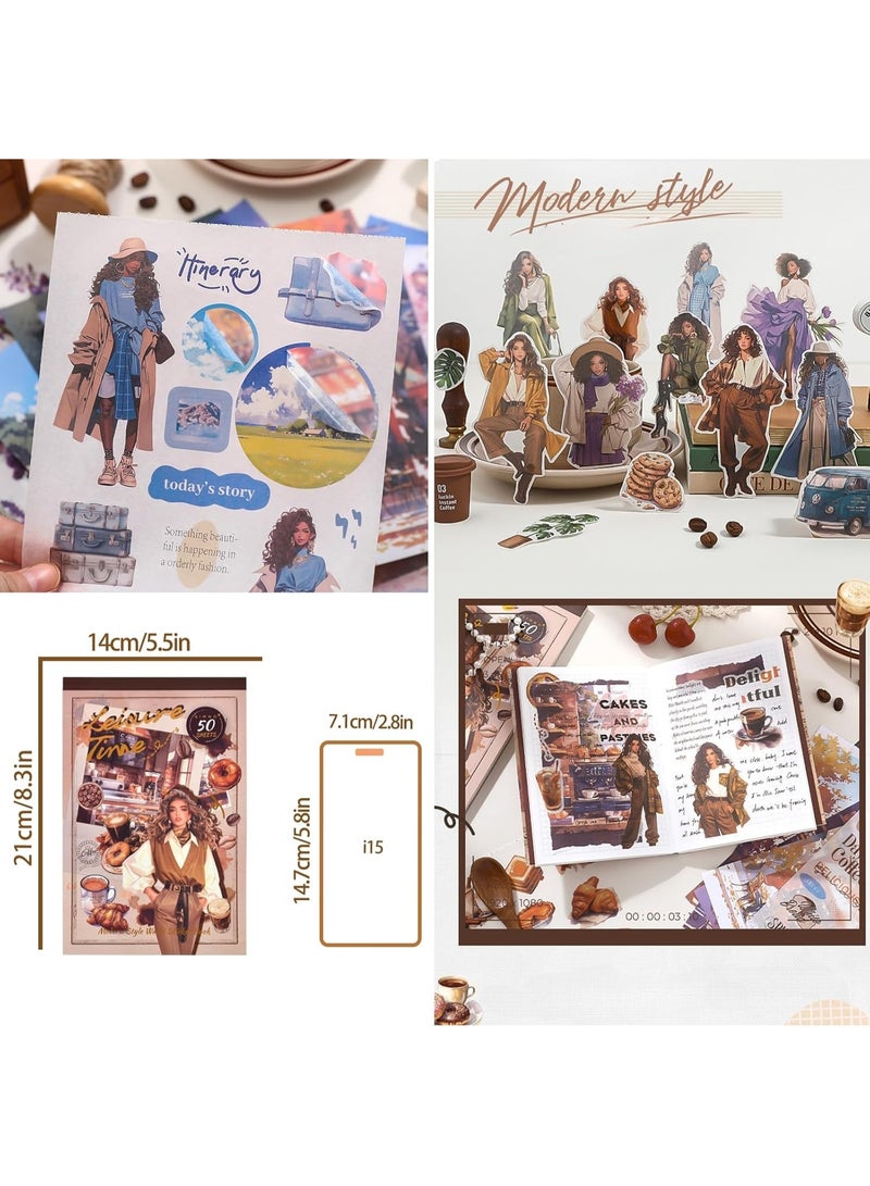 ملصقات واشي، 50 ورقة من ملصقات اليوميات، كتب Ephemera، ملصقات سكرابوك مقطوعة مسبقًا، مستلزمات يوميات جانك، يوميات جانك جمالية، حرف يدوية5 - Image 2