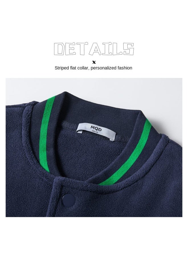 مكد 【سترة بيسبول للأطفال】 ستايل جديد للخريف/الشتاء معطف سميك مبطن بالفرو للأولاد سترة دافئة للبنات ملابس علوية للأطفال الكبار - Image 5