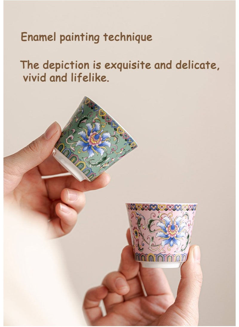 6 Ceramic Tea Cups with Gift Box Elegant Floral Enamel Porcelain Coffee Cup Set, 6 Colors Flowers Teacup, Perfect for Home, Office, and Restaurant Use - Image 3