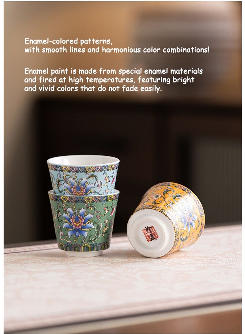 6 Ceramic Tea Cups with Gift Box Elegant Floral Enamel Porcelain Coffee Cup Set, 6 Colors Flowers Teacup, Perfect for Home, Office, and Restaurant Use - Image 4