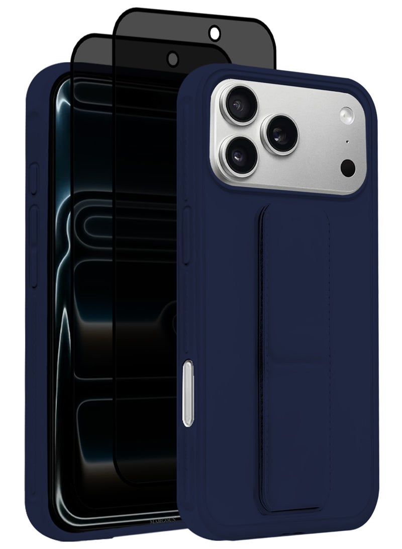 3 Packs Premium PU Leather Case for iPhone 17 Pro with Stand Function Shockproof and Anti Scratch Finger Grip with Two Privacy Screen Protector - Image 1