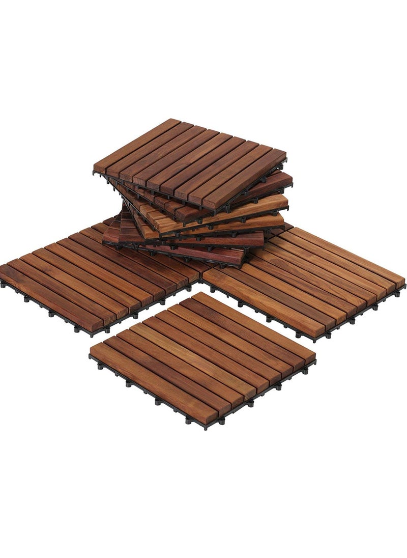 ماركة غير محددة - FFD بلاط أرضيات خشبية متشابكة من الخشب الصلب، لون بني، 30 × 3 × 30 سم - Image 1