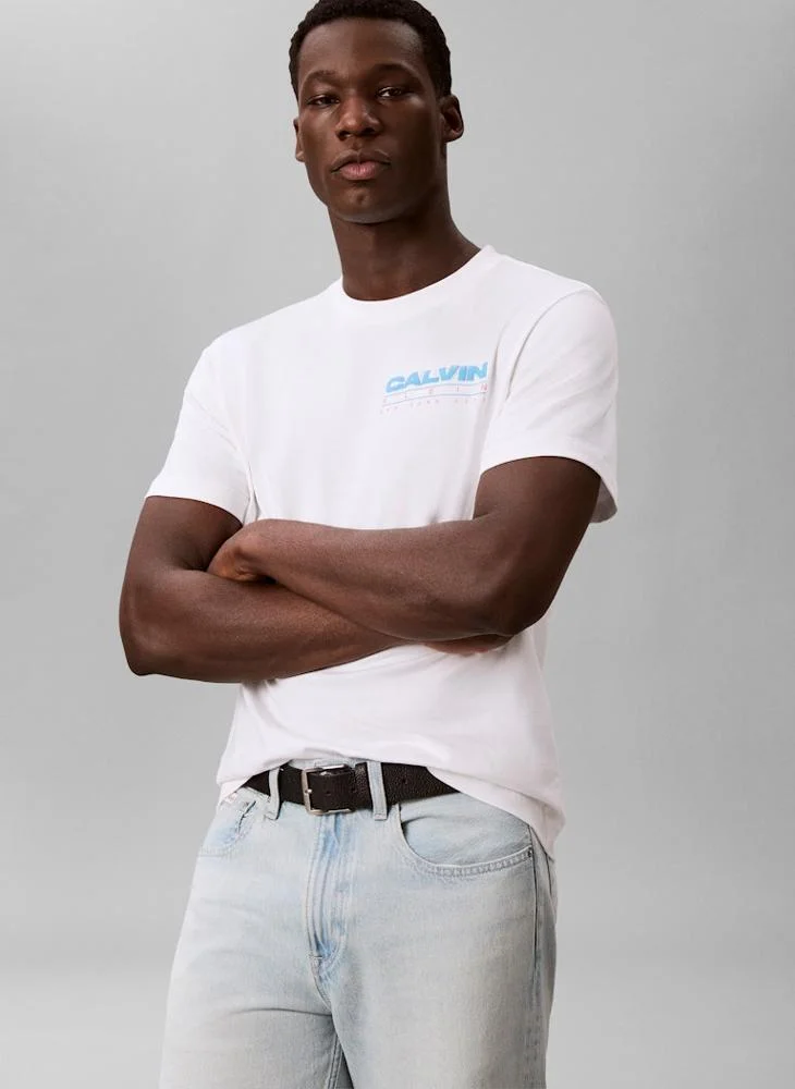 Calvin Klein Jeans Bright White Relaxed Back Logo T-shirt for Men | Best Price UAE