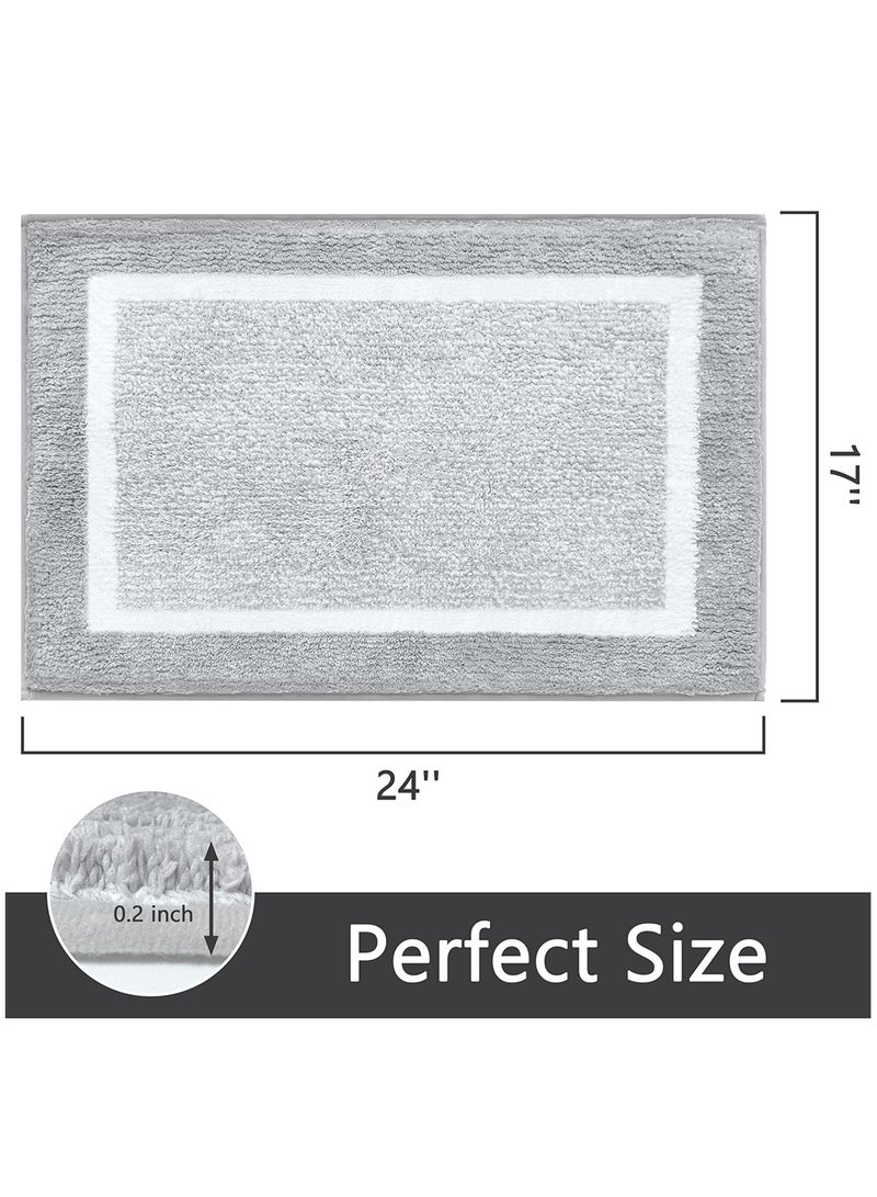 Excefore Non-Slip Bathroom Rug Mat Extra Soft Absorbent Premium Bath Rug Machine Washable Fluffy Microfiber Floor Mats for Bathroom Tub Sink Shower 17"x24" - Image 4