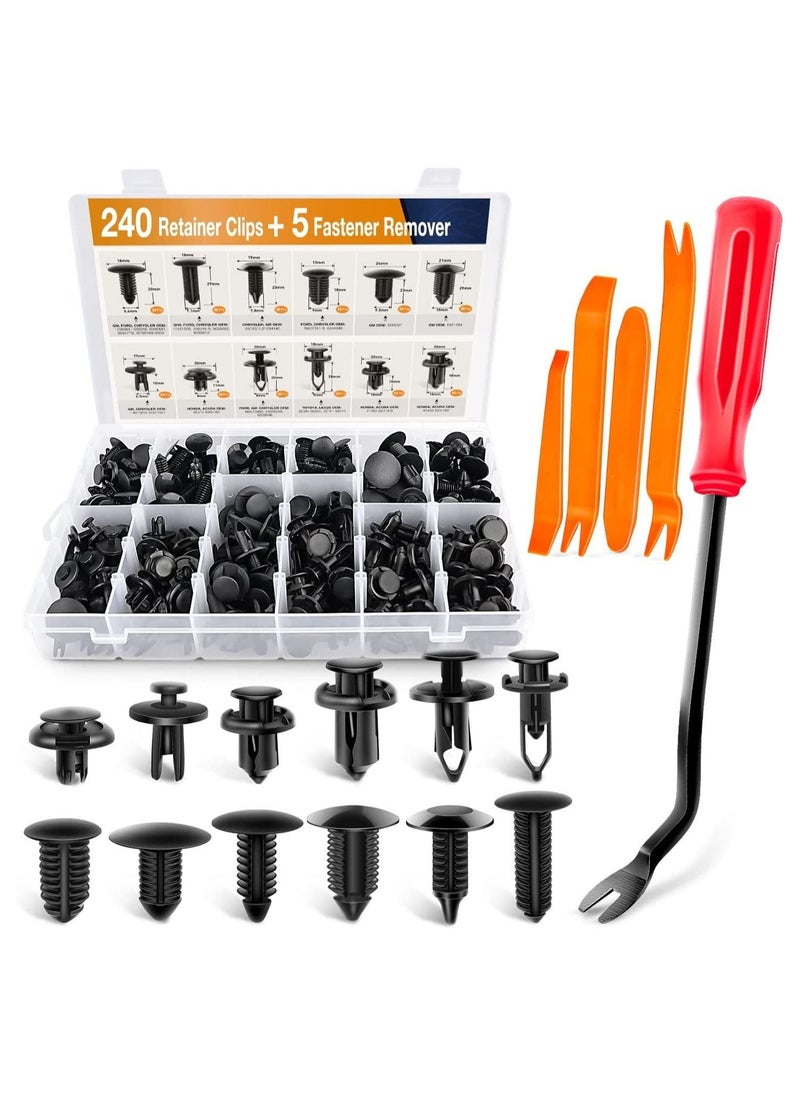Generic 240PCS Bumper Retainer Clips Car Plastic Rivets Fasteners Push Retainer Kit -Door Trim Panel Fender Clips for GM Ford Toyota Honda Chrysler  - Image 1