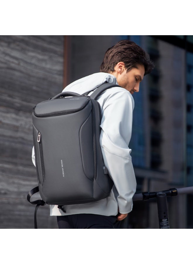 مارك رايدن حقيبة ظهر مارك رايدن  رمادية للابتوب . بوصة بمنفذ ، مقاومة للماء من جلد البولي يوريثين وأكسفورد، حقيبة سفر وعمل للرجال - Image 2